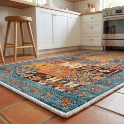 Tapis médaillon mosaïque Sarswati