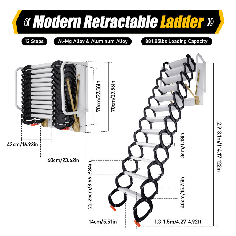 Swanwyck 12 - Step Folding Step Attic Ladder