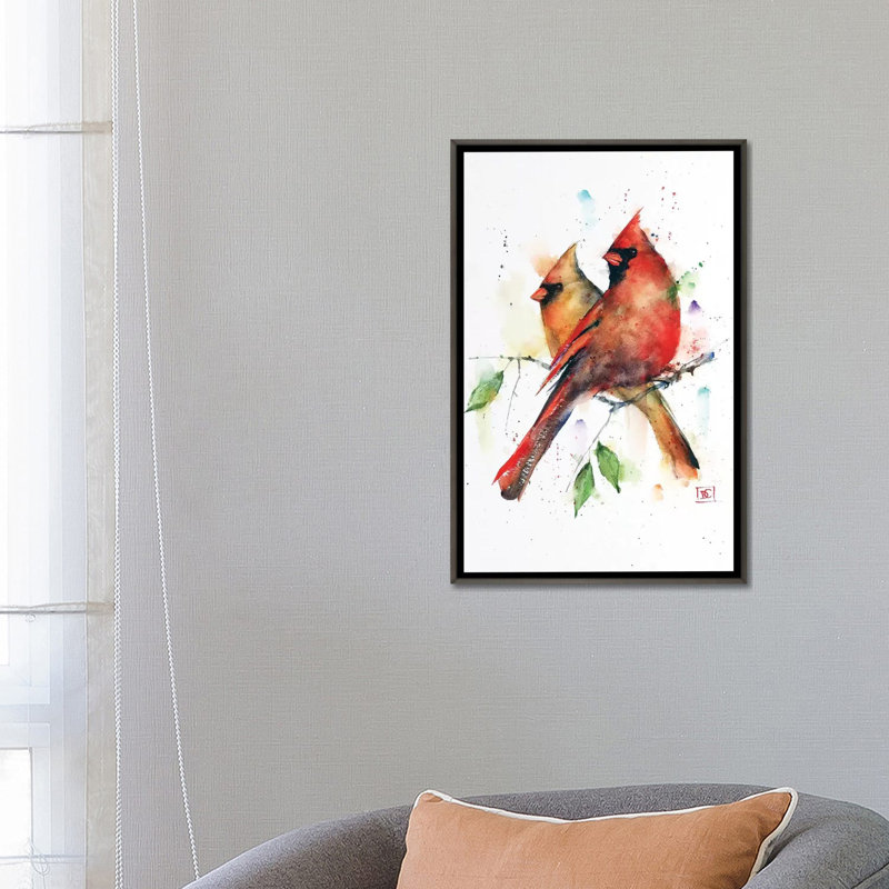 « cardinal pair » par dean crouser,-reproduction d’art sur, H 26 po x l 18 po x P 1,5 po, Toile tendue