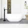 59'' White Freestanding Solid Surface Bathtub With Overflow And Pop-Up Drain For Contemporary Bathroom