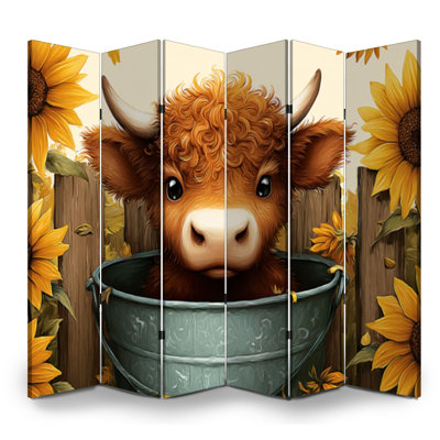 6 panneaux paravents pliables cloison royale High Cow