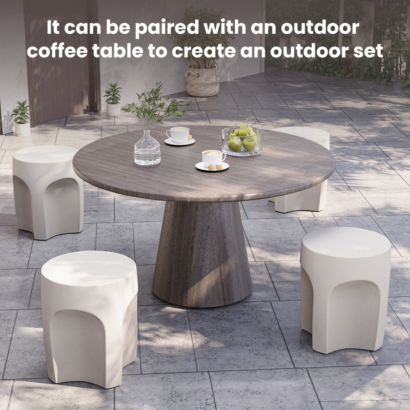 Outdoor Side Table, White, Set of 2