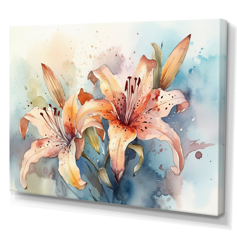 «Orange Lily Symphony I» sur toile, H 16 po x l 32 po x P 1 po, Toile tendue