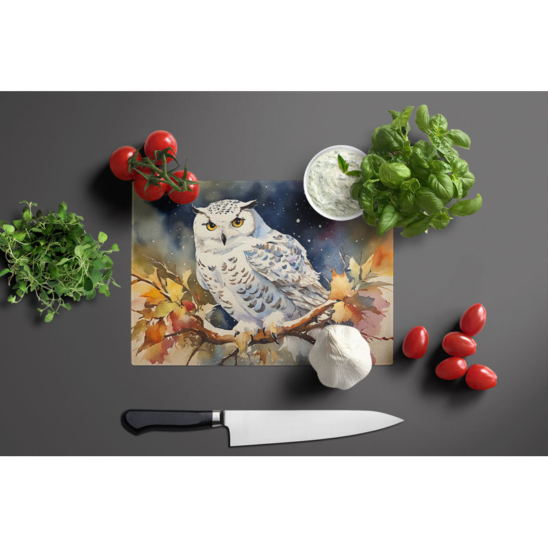 Snowy Owl Glass Cutting Board