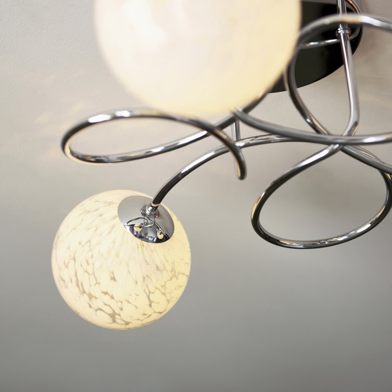 Pankow Glass Semi Flush Mount, Chrome