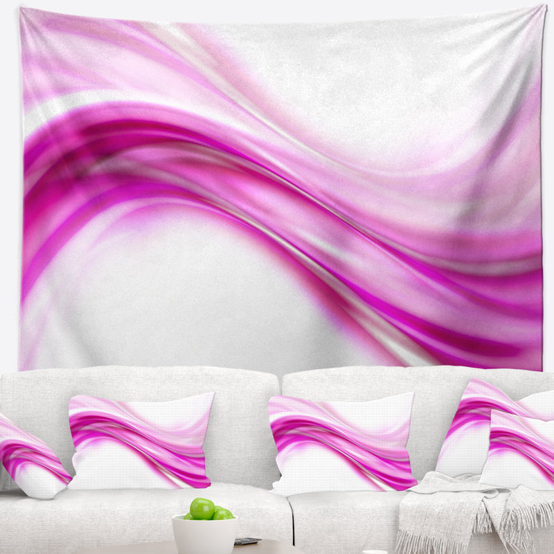 Tapisserie abstraite rose à vagues vers le bas, H 50 po x l 60 po