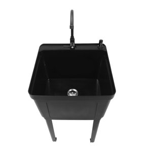 19.68'' L x 19'' W Free Standing Laundry Sink with Faucet