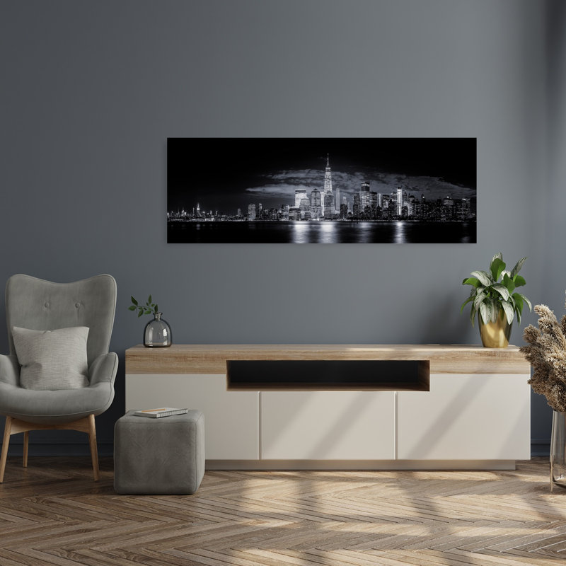 New York City Night Skyline by Jackson Carvalho - Wrapped Canvas Panoramic Print, 121.92 cm H x 40.64 cm W