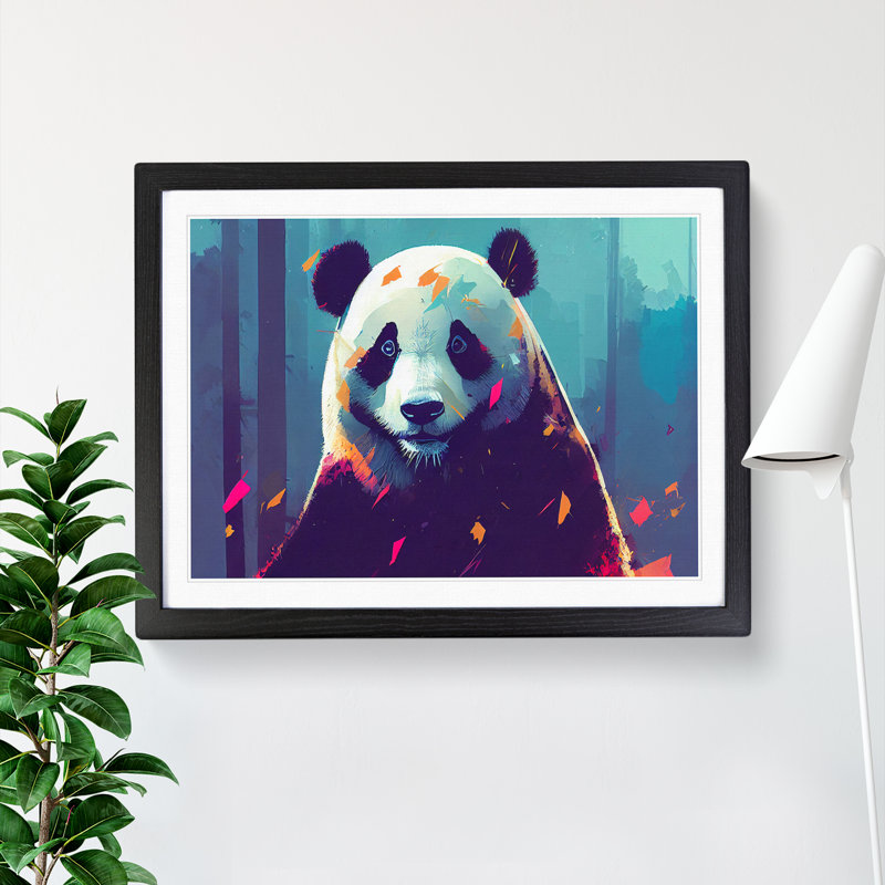 XH1022-6779X Panda Painting Vol.2 Abstract - Single Picture Frame Print, Black, 46cm H x 64cm W x 2cm D