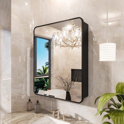 Recessed Or Surface-mounted Flip Aluminum Frame Mirror Medicine Cabinet