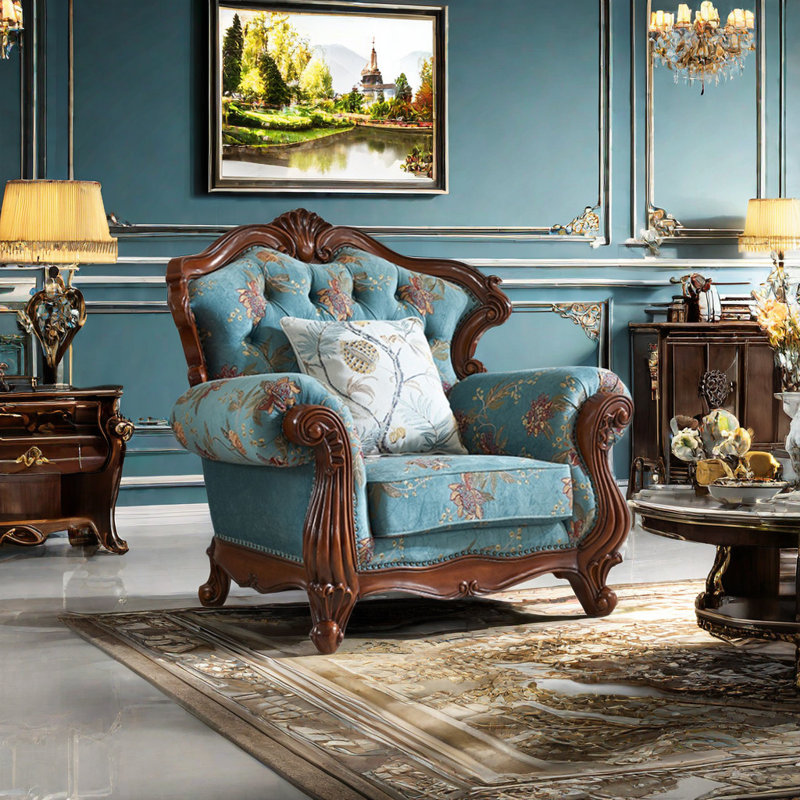 Fauteuil capitonné simple en tissu de bois massif American