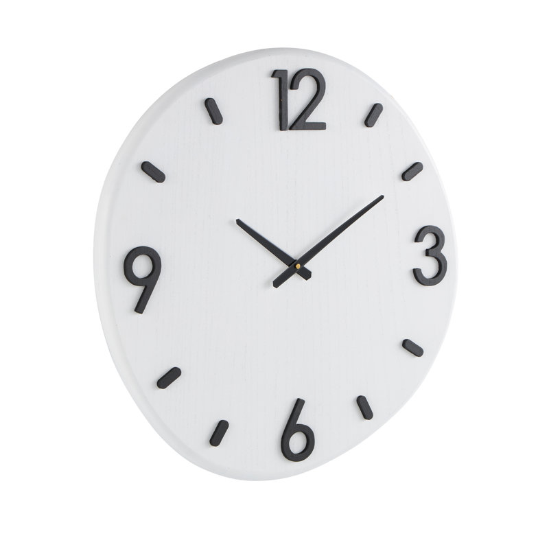 Cole And Grey Wood Round Decorative Wall Clock With Black Hands And Numbers