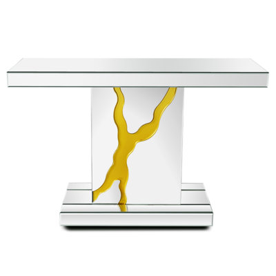 Everly Quinn Inc 47.2" Mirrored Glass Console Table,Entryway Living Sofa Table