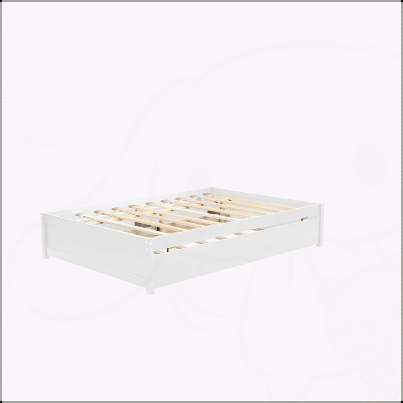 Lit double confortable avec lit gigogne simple et tiroirs doubles pour une fonctionnalité accrue, Blanc