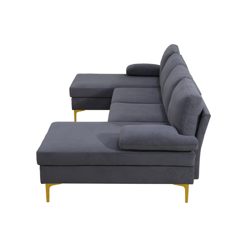 Canapé modulaire rembourré 3 pièces Seare, Velours gris foncé