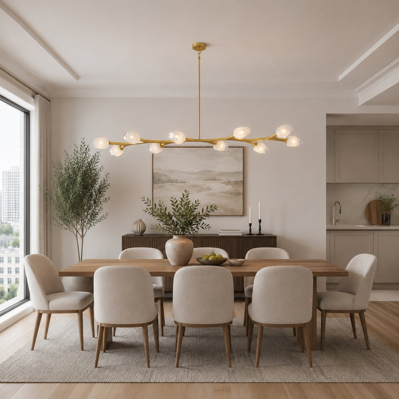 Lustre linéaire moderne 10 branches, Doré