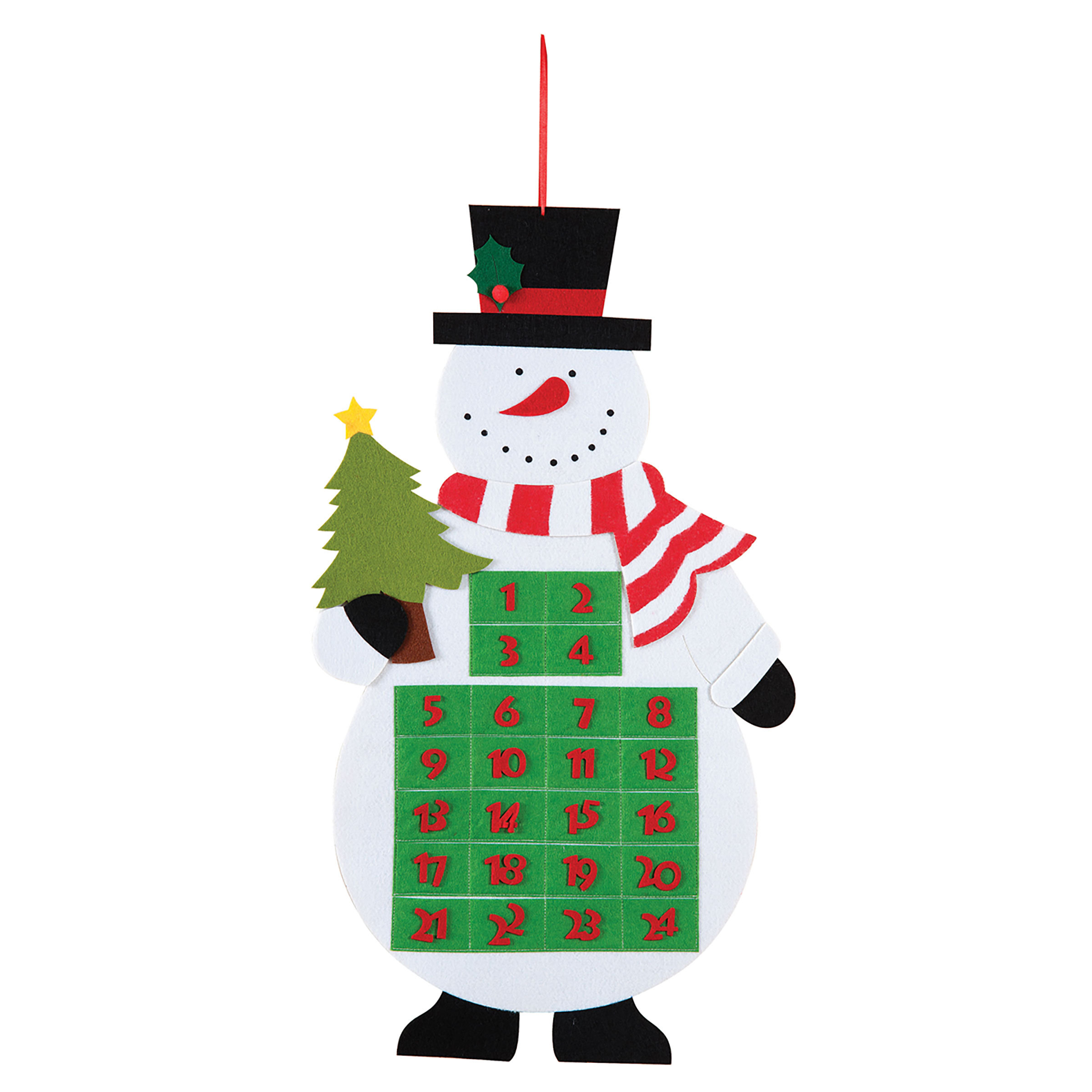 The Holiday Aisle® Snowman December Countdown Calendar Tree Shaped Felt ...