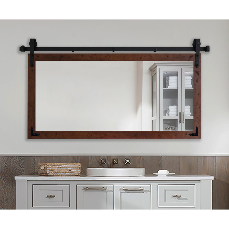 Neace Engineered Wood Rectangle Mirror, 30.5" H x 64" W, Dark Walnut