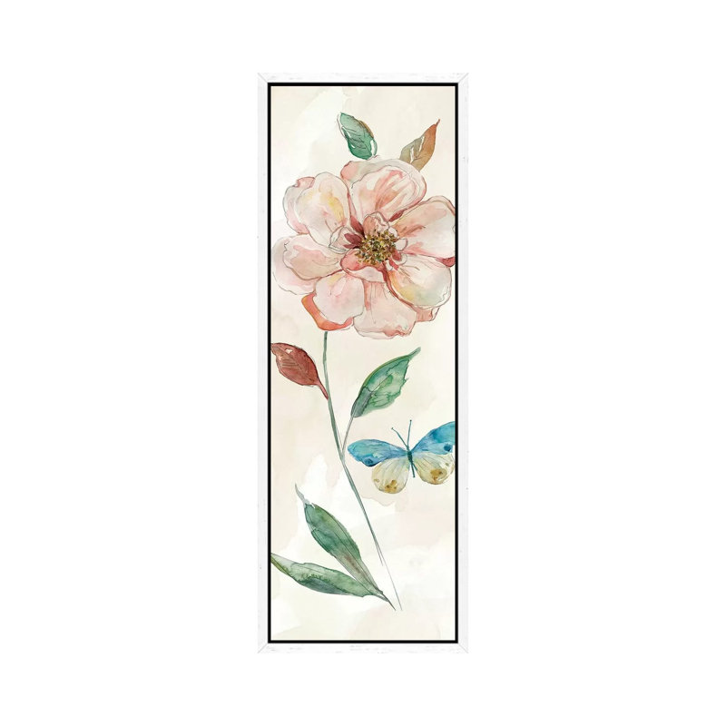 Rose Red Wash by Carol Robinson - Panoramic Painting on Canvas, White Framed, 121.92 cm H x 40.64 cm W