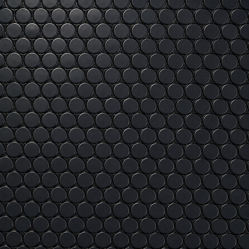 Mosaïques Tuxedo rondes noires de 3/4 po, 3/4 pouce Pennyround noir