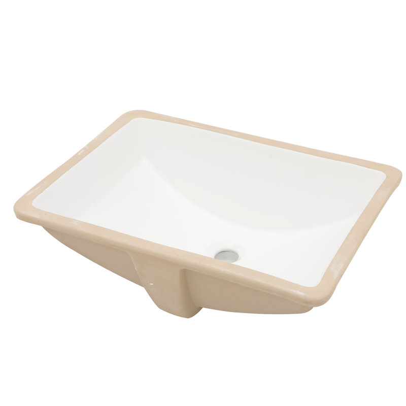 Upshaw White Rectangular Undermount Ceramic Bathroom Sink With Overflow - Sleek Modern Style, Stain , For Multiple Locations 21.5"X15" Contemporary Look, Different Settings