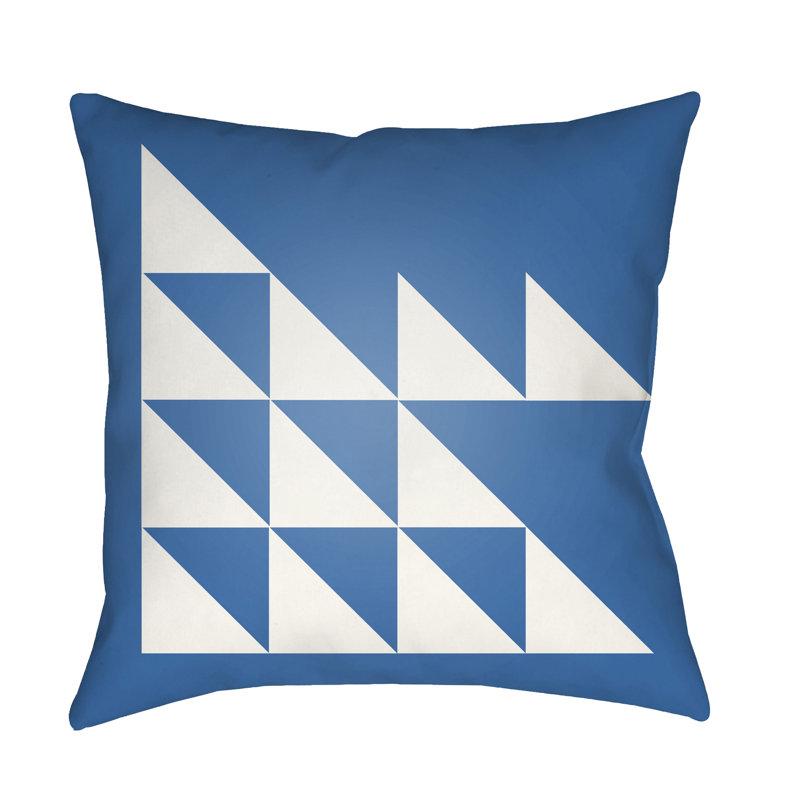 Moderne Geometric Outdoor Throw Pillow, 18" H x 18" W x 4" D, Blue