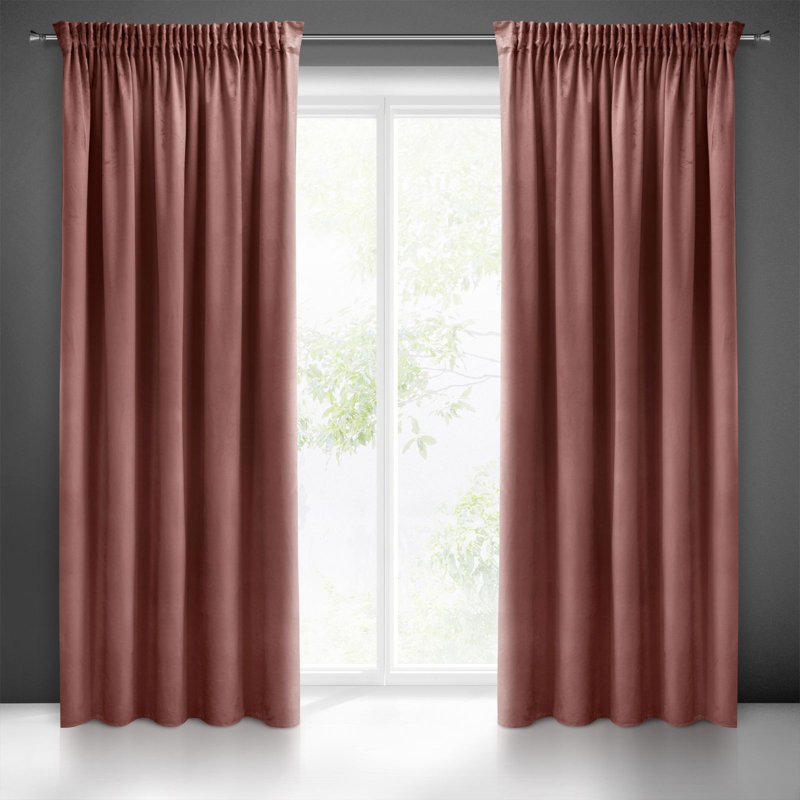 Slot Top Blackout Thermal Single Curtain, Rose