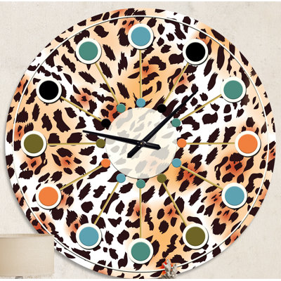 Horloge murale Leopard Fur Safari II - Mid-Century