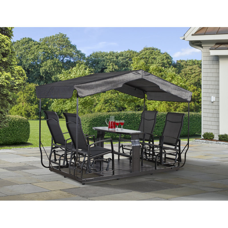 Sojag Houston 4-Seater Garden Glider Outdoor Weather-Resistant Aluminum Frame Swing, Grey