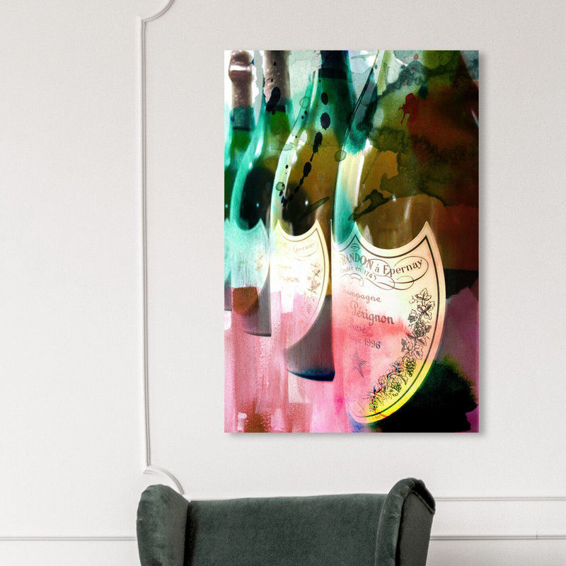 Champagne Feast - peinture sur toile tendue, H 54 po x l 36 po