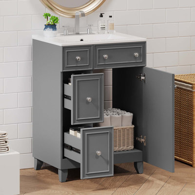 Armoire de meuble-lavabo 24 po avec lavabo en céramique