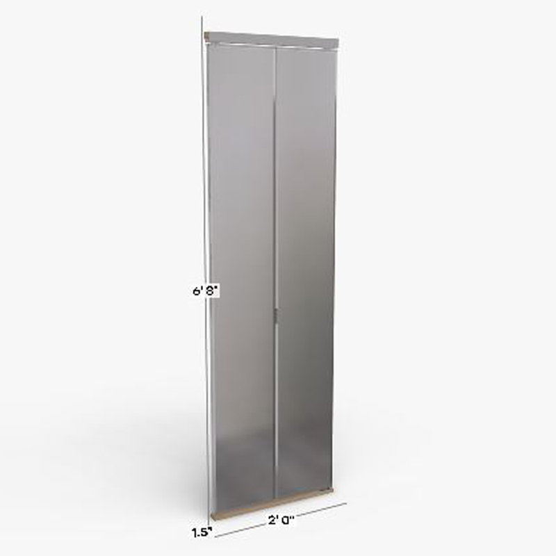 Porte pliante en miroir avec trousse de quincaillerie d'installation, 24 po x 80 po, blanc, Poli