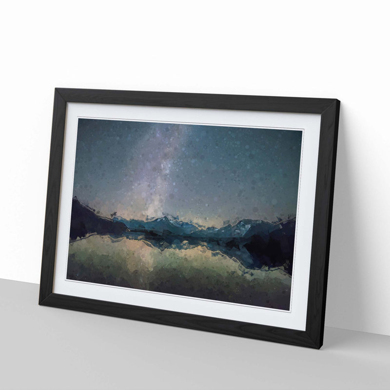 Mountain Star Reflection in Italy in Abstract - Picture Frame Graphic Art Print, 27cm H x 36cm W x 2cm D, Black Framed