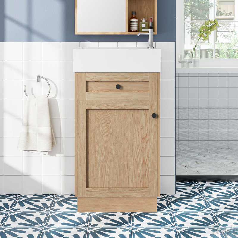 Meuble-lavabo 18,5 po avec lavabo réversible en résine, tablette réglable