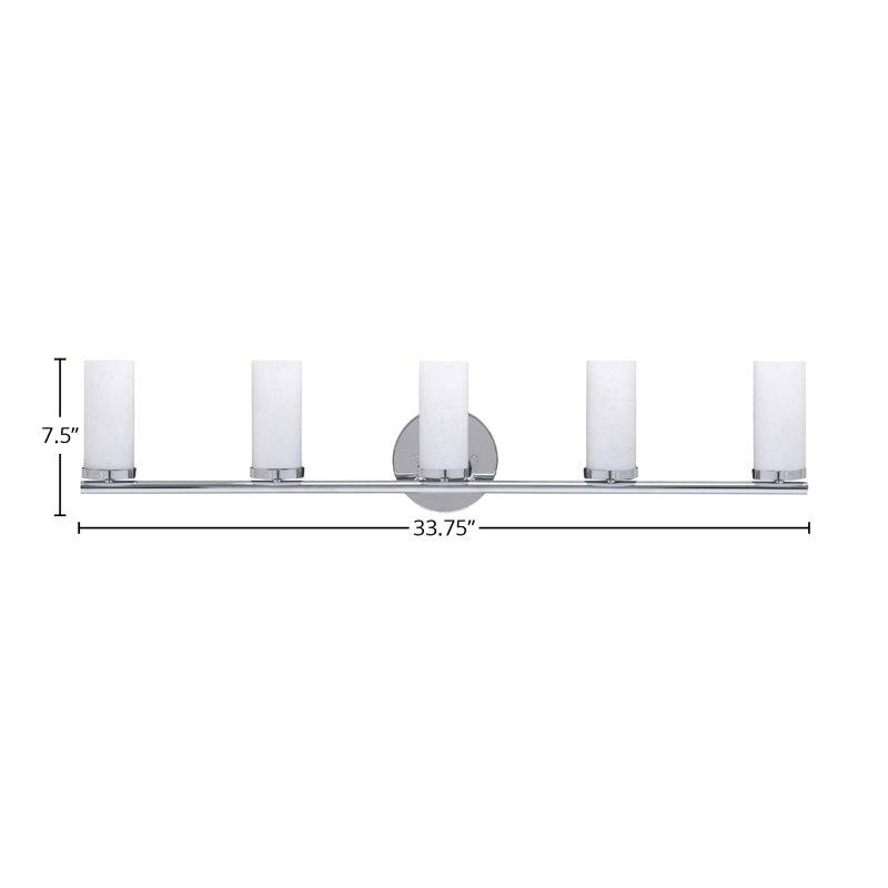 Barre d'éclairage de salle de bain 5 lumières Trinity, Chrome