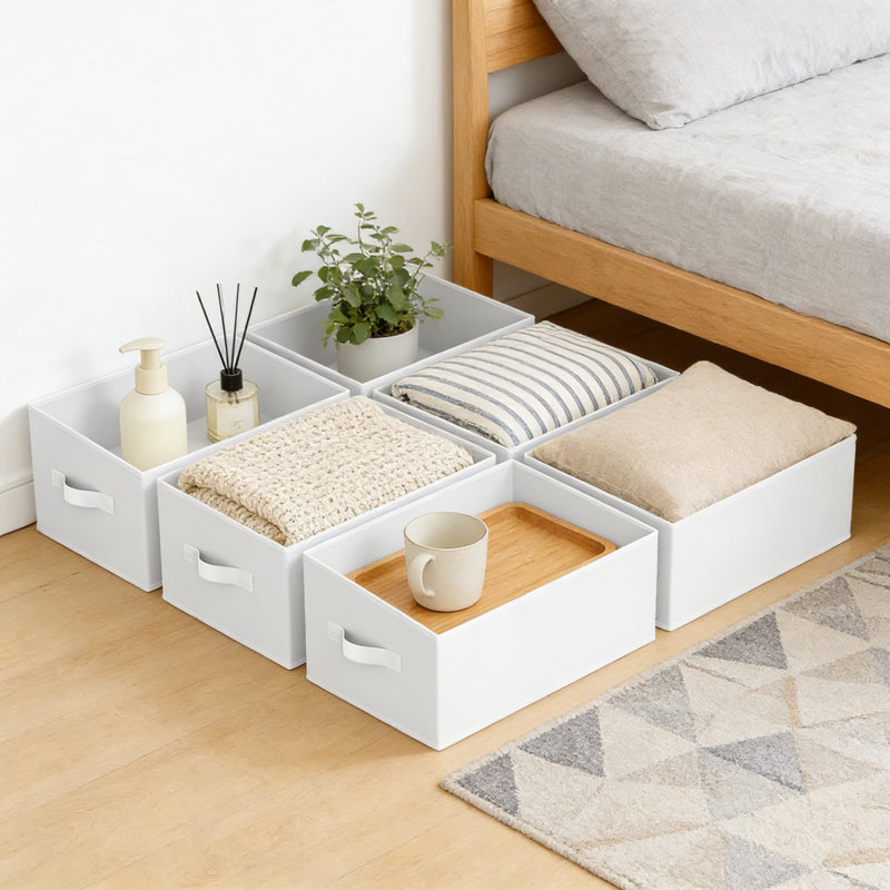 Ensemble de 6 paniers de rangement en tissu - Paniers de rangement pliables en forme de trapèze, 11.4" H x 7.8" W x 11.4" D