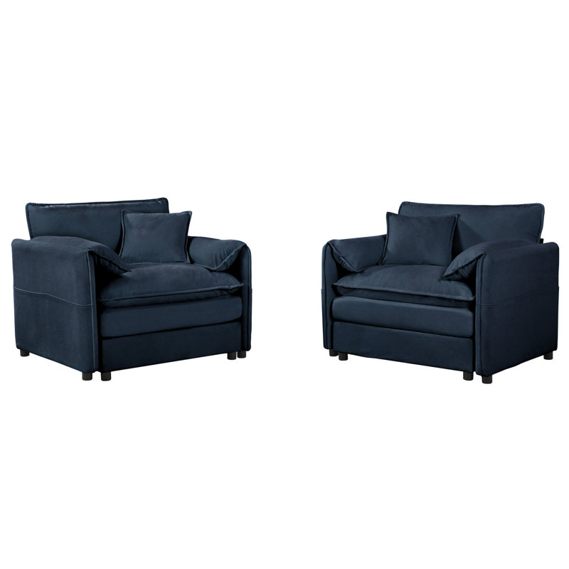 2 chaises d'appoint en chenille - assise confortable et polyvalente, 2 chaises froissées bleues - revêtement,, Bleu