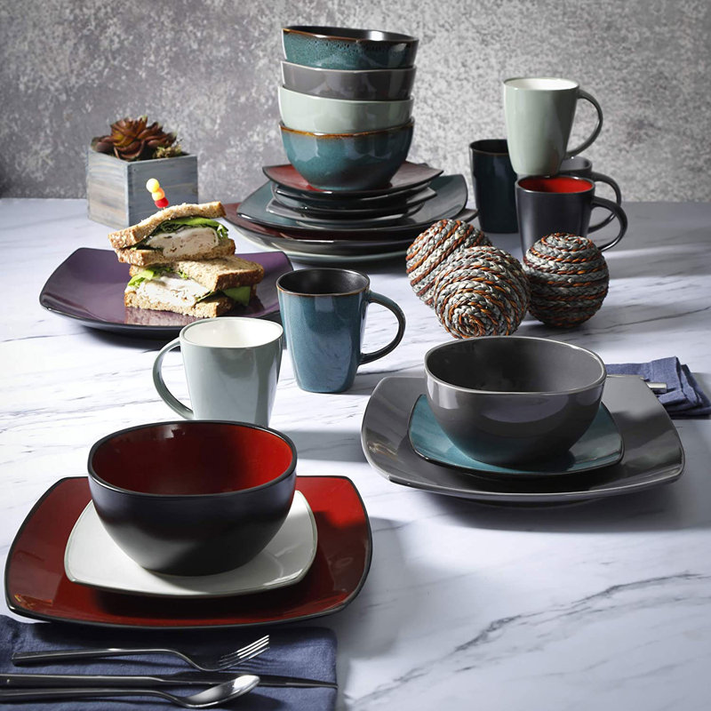 Assiettes, bols et tasses à vaisselle 16 pièces Gibson Soho Lounge (ensemble de 2)