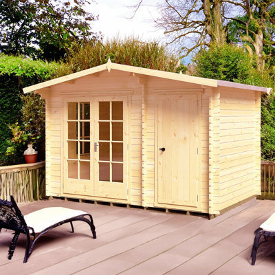 Bourne 12 ft x 8 ft 28mm Log Cabin with side shed
