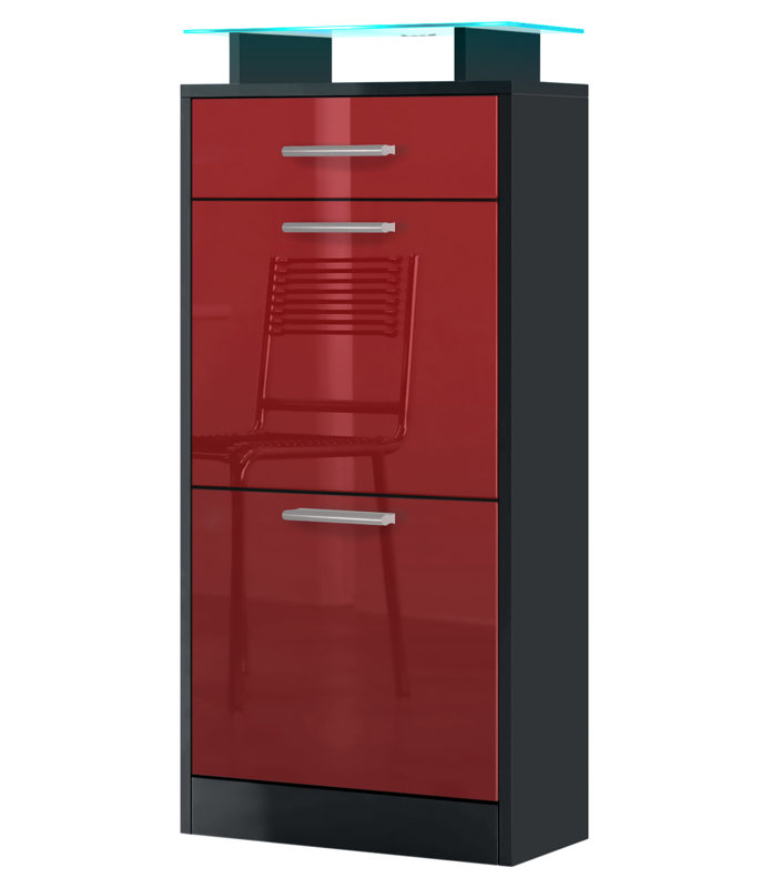 Mcclinton 8 Pair Flip Down Shoe Storage, Burgundy (Glossy)/Black (Matt), Yes