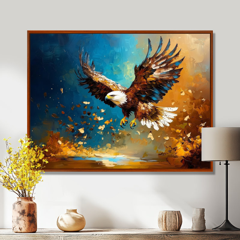 «Soaring Eagle Freedom I», reproduction d'art murale, 30" H x 40" W, Impression dans un cadre flottant sans passe-parto, Brun