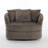 Ultra Plush Faux Rabbit Fur Oversized Swivel Barrel Chair with Three Pillows-1093111235