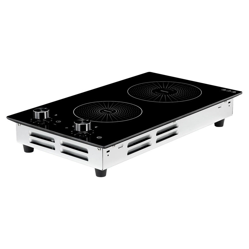 Surface de cuisson à induction, 12 po, 2 brûleurs, surface de cuisson magnétique intégrée de 1 800 W, commande à bouton, 11 niveaux de chauffage, 110 V