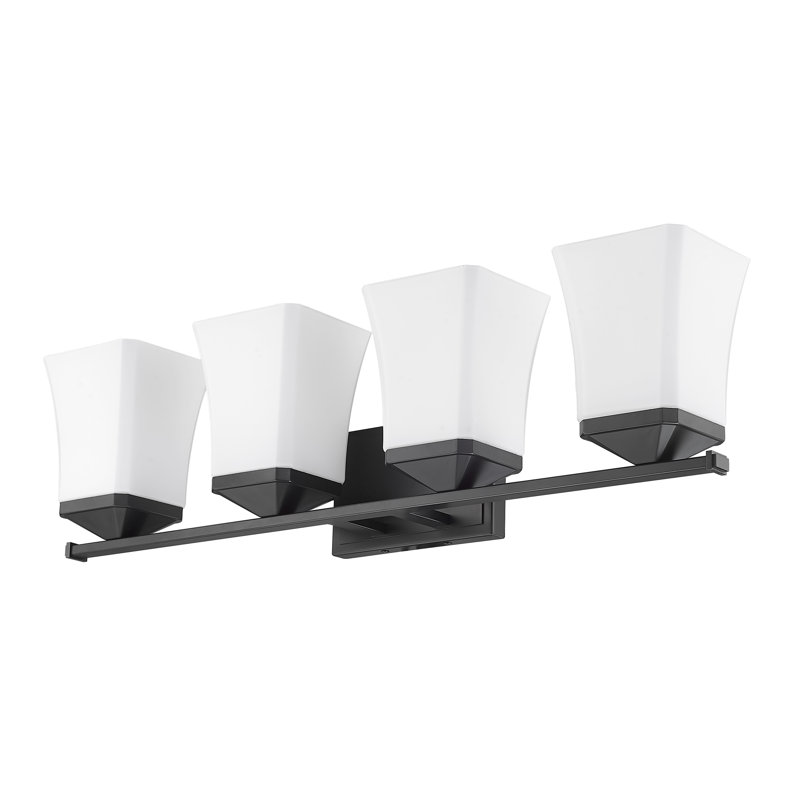 Ensemble de meuble-lavabo 4 lumières Rohrersville, Noir mat