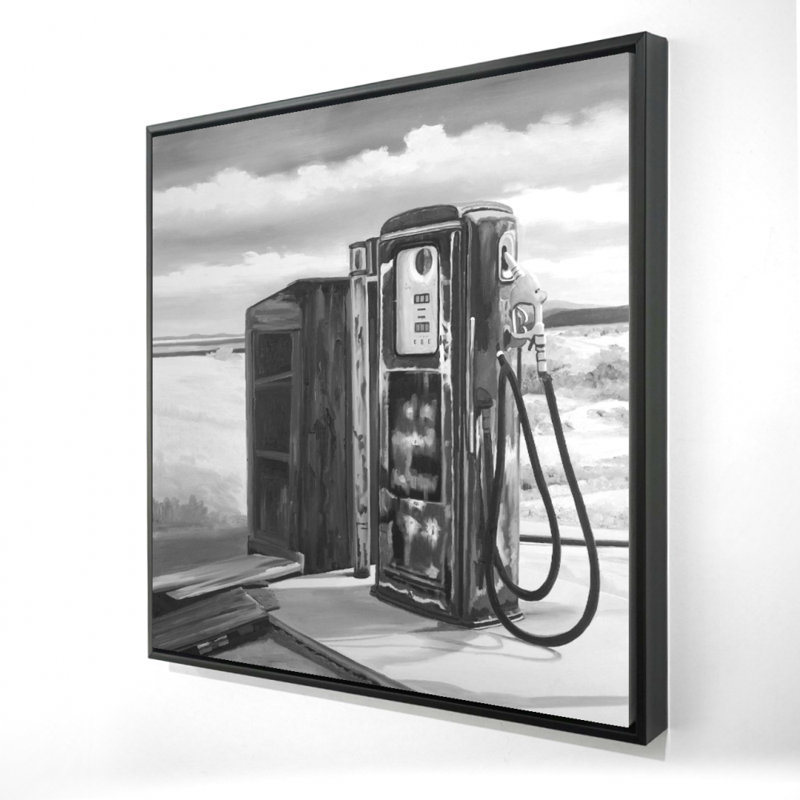 «Old Gas Pump», reproduction sur toile, H 24 po x l 24 po, Noir, Toile encadrée noire