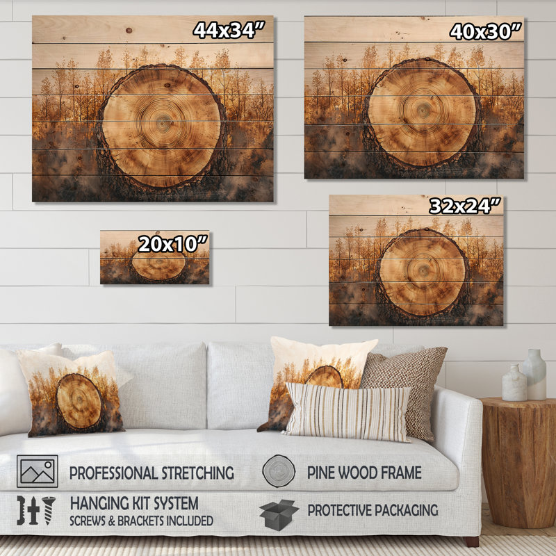 Pin sur un plateau en bois diapositive II - Décoration murale en bois d'arbre - sur bois de pin naturel, H 30 po x l 40 po