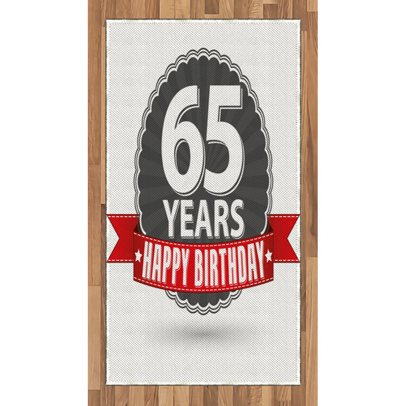 65th Birthday High Density Long Fiber Poly Threads Decorative Area Rug Carpet, Rectangle 2'7" x 5'