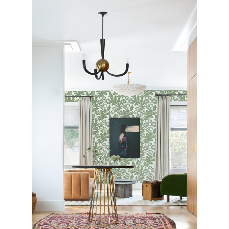 Floral Metallic Wallpaper Double Roll, Blue