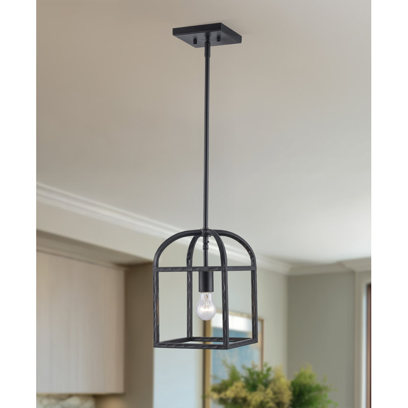 Luminaire suspendu cage rectangulaire / rectangulaire 1 lumière, Noir