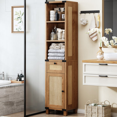 70.9''H Freestanding Linen Cabinet with Solid Wood Legs